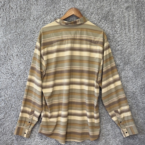 Flylow Men’s Striped Button-Up Shirt Stretch Snap Lightweight Tan Brown XL - Picture 6 of 9